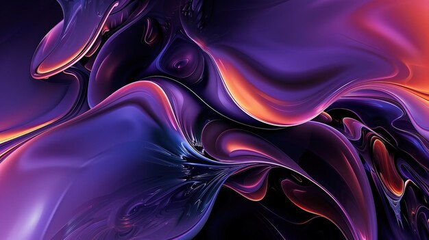 Fioletowe czarne odcienie w wirującym abstrakcyjnym płynnym wzorze jedwabnym Curve Dynamic Fluid Liquid Wallpaper