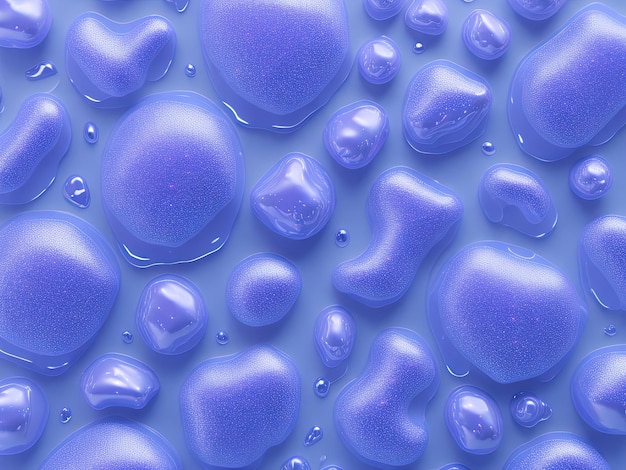 Fioletowe krople wody na niebieskim tle