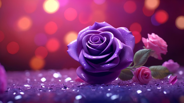 fioletowe płatki róży