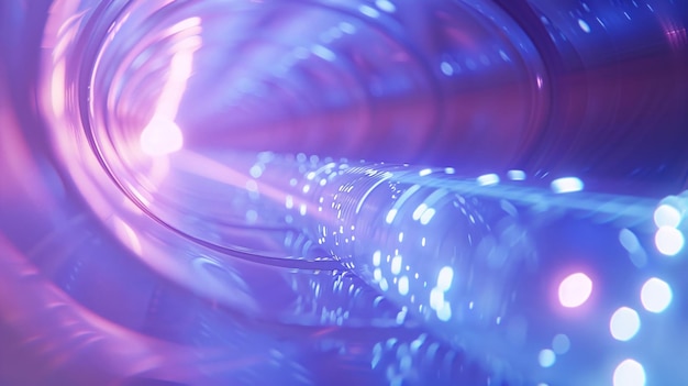 fioletowe szkło z świecącym na nim światłemAbstrakcyjne wiązki kabli światłowodowych jasne światło świecące fl