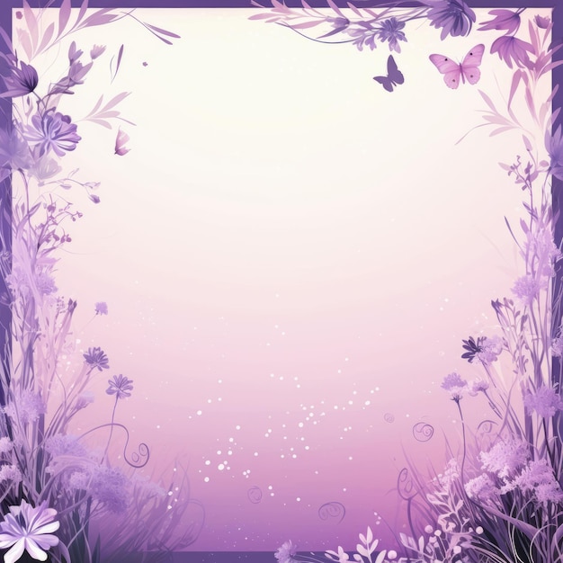 fioletowe tło z kwiatami i motylami