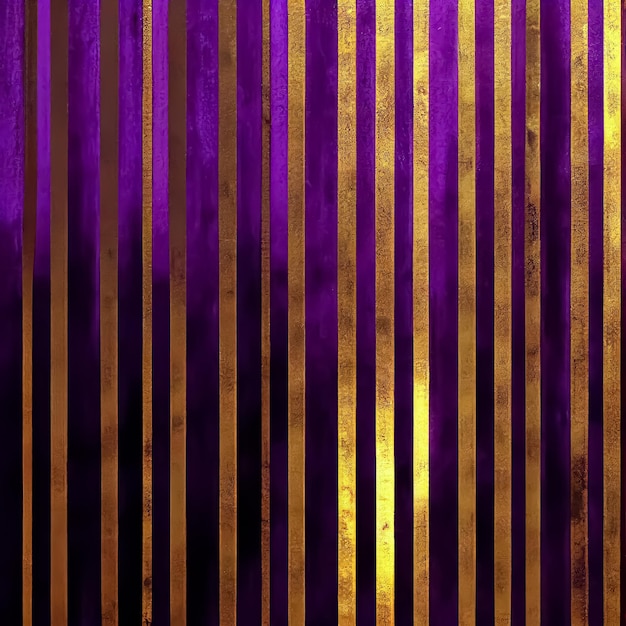 Fioletowe, złote tło w perspektywie pasiasty wzór na ścianie