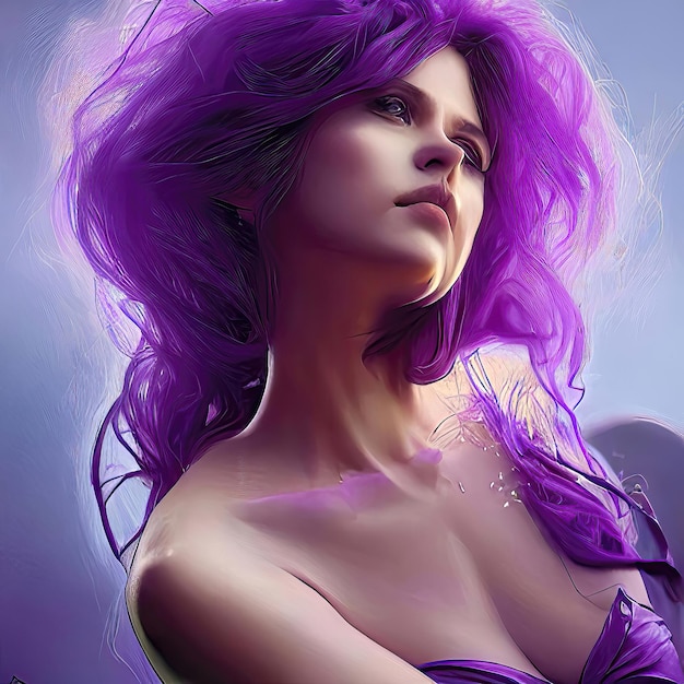 Fioletowo-niebieskie i fioletowe odcienie tworzą oszałamiającą fryzurę dla kobiet
