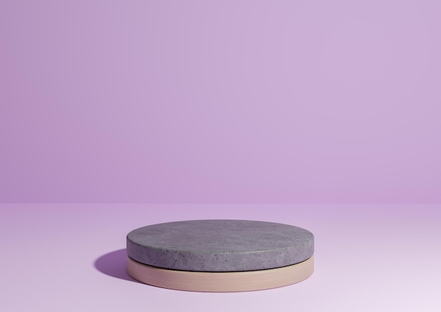 Fioletowy 3D prosty wyświetlacz produktu naturalne minimalne tło betonowy drewniany cylinder stojak na podium