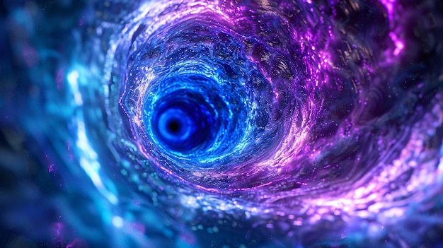 fioletowy abstrakcyjny tło z fioletowym i niebieskim spiralnym wzorem wir przestrzeni tunelu przepływu cząstek