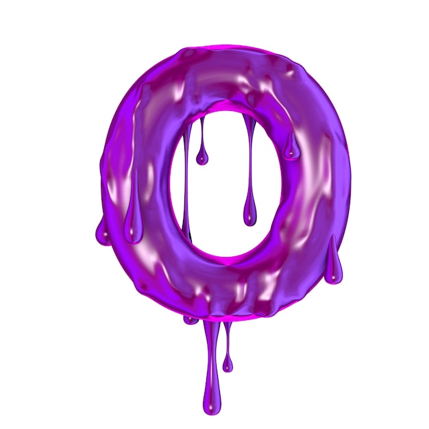 Zdjęcie fioletowy kapiący śluz halloween wielka litera o 3d render