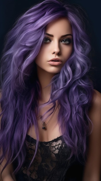Fioletowy kolor włosów, który jest fioletowy i ma dużo fioletowych włosów.