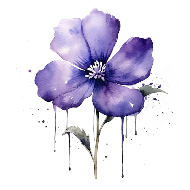 Fioletowy kwiat akwarela Ilustracja AI GenerativexA