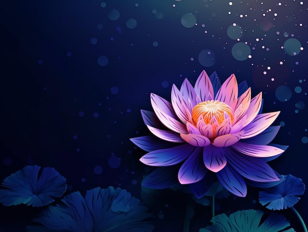Fioletowy kwiat lotosu na niebieskim tle