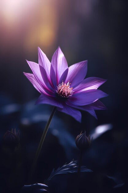 Fioletowy kwiat ze słowem lotos