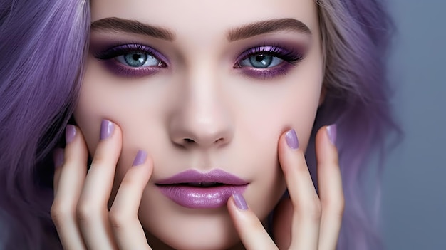 fioletowy makijaż