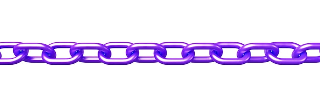 Fioletowy model łańcucha 3d na białym tle
