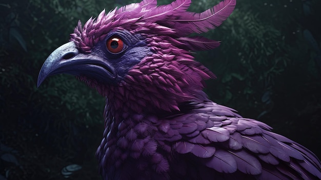 Fioletowy ptak pierzasty heretyk ilustracja sztuka cyfrowa Generative AI