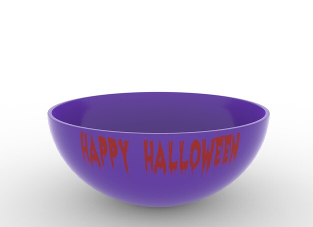 Zdjęcie fioletowy talerz z napisem halloween 3drendering