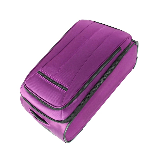 fioletowy wygodny walizka odizolowany na białym tle