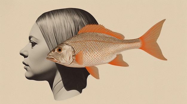 Fish Art współczesny surrealizm kolażu