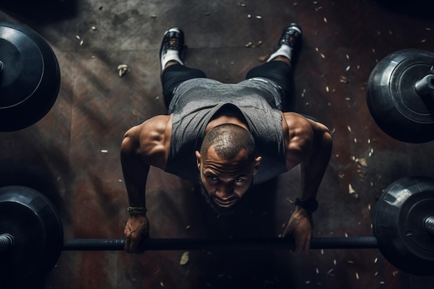 Zdjęcie fit ćwiczenie siłownia sport trening sportowy silna osoba siła przystojni mężczyźni generatywna sztuczna inteligencja