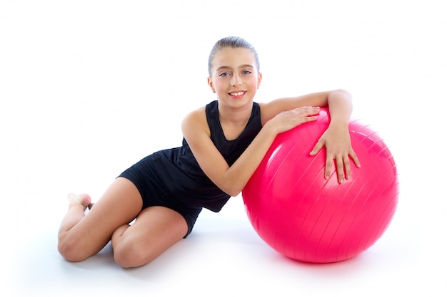 Zdjęcie fitness fitball swiss ball kid girl exercise exercise