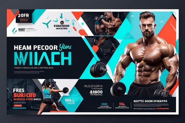 Zdjęcie fitness fitness social media web banner projekt szablonu dla klubu zdrowia zdrowie fitness cyfrowy plakat reklamowy