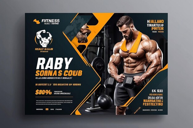 Fitness Fitness Social Media Web Banner Projekt szablonu dla klubu zdrowia Zdrowie Fitness cyfrowy plakat reklamowy