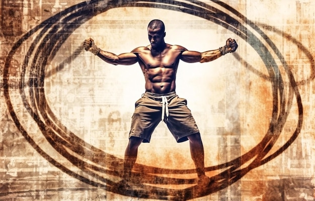 Fitness sportowy ćwiczenia sportowe liny mięśniowe mężczyźni męska siła fizyczna Generatywna sztuczna inteligencja