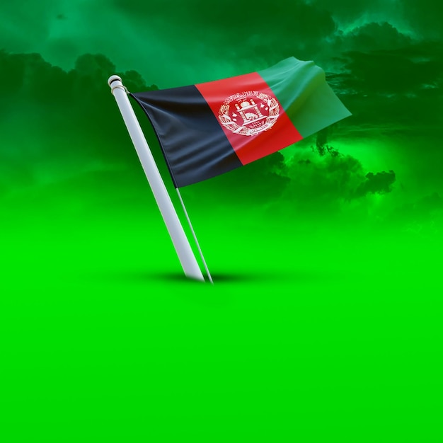 Flaga Afganistanu na tle zielonej chmury w mediach społecznościowych