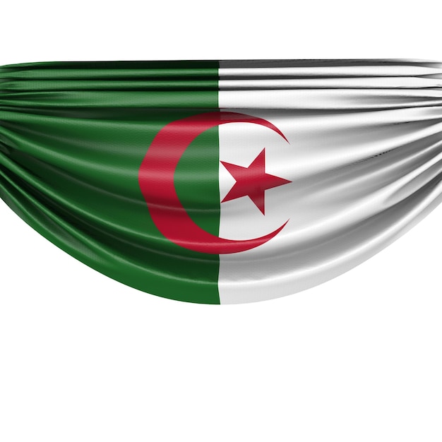 Flaga Algierii wisząca tkanina baner Rendering 3D