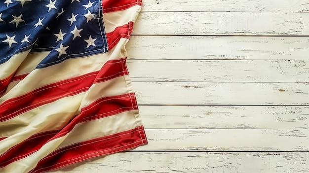 Flaga amerykańska na drewnianym tle w Dzień Pamięci