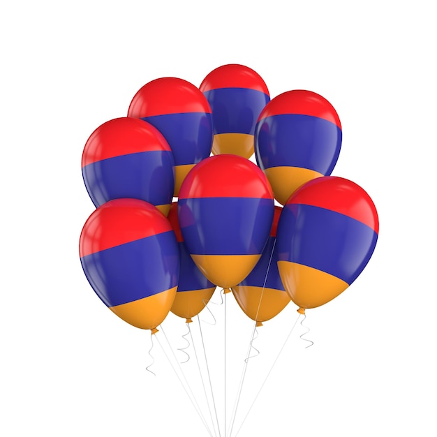 Flaga Armenii kilka balonów na sznurku Renderowanie 3D