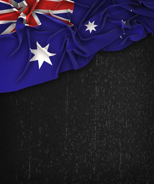 Flaga Australii Vintage na Chalkboard Grunge Czarna Z Miejsca Na Tekst