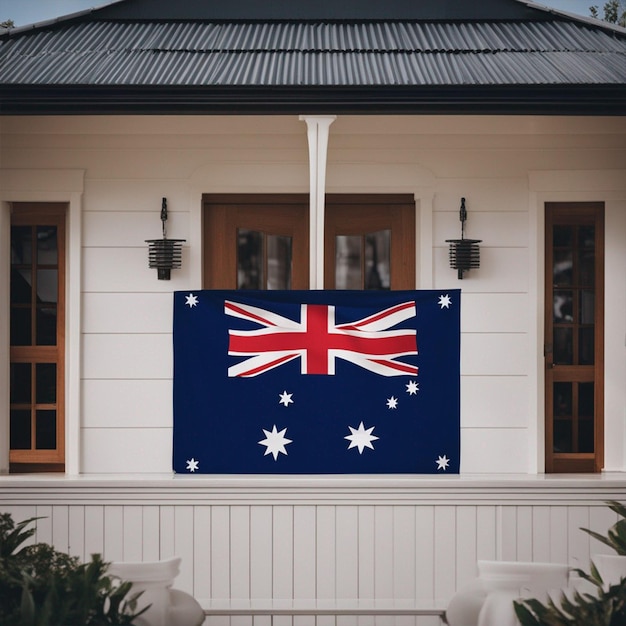 Flaga Australii w salonie i tapeta na drzwiach głównych