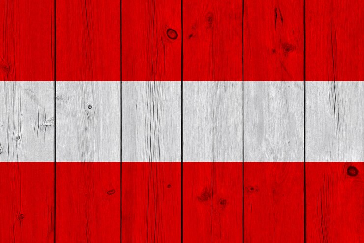 Zdjęcie flaga austrii malowane na starej desce