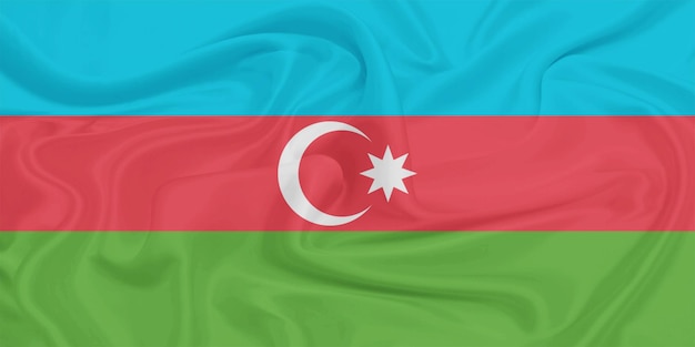 Flaga Azerbejdżanu macha wiatrem