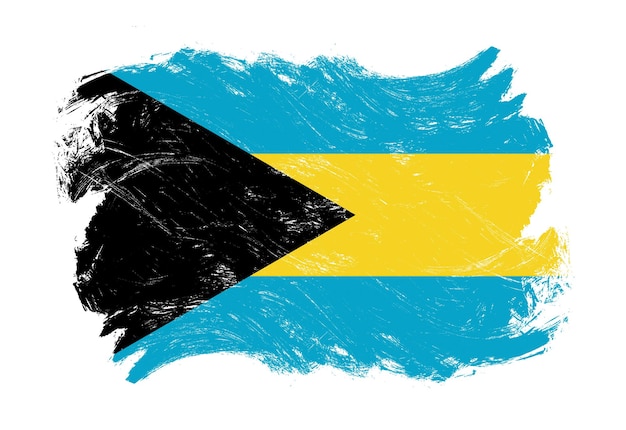 Flaga Bahamów na tle pędzla w trudnej sytuacji grunge biały obrys