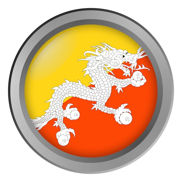 Flaga Bhutanu okrągła jako guzik