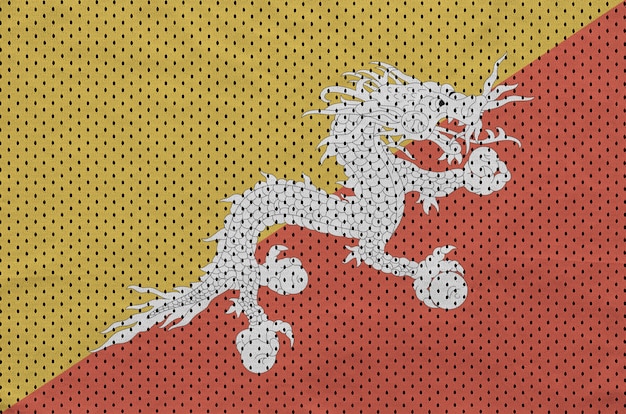 Flaga Bhutanu wydrukowana na nylonowej siatce odzieży sportowej z poliestru