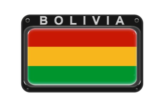 Flaga Boliwii w ramce z nitami na białym tle