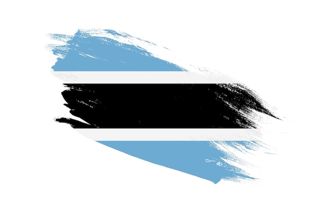 Flaga Botswany z efektami malowanymi pędzlem obrysu na izolowanym białym tle