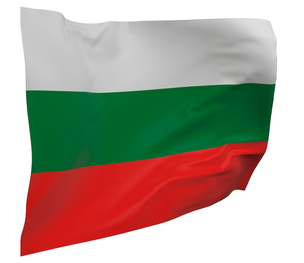 Flaga Bułgarii na białym tle. Macha sztandarem. Flaga narodowa Bułgarii
