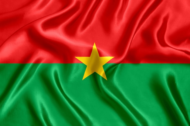 Flaga Burkina Faso jedwabne tło szczegół