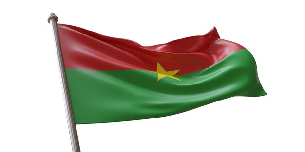 Flaga Burkina Faso macha izolowana na białym, przezroczystym tle