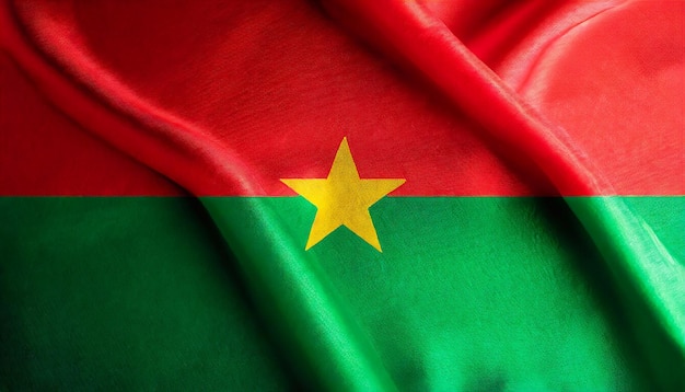 Zdjęcie flaga burkina faso o widocznej teksturze satynowej