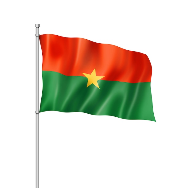 Flaga Burkina Faso Trójwymiarowy Render Na Białym Tle