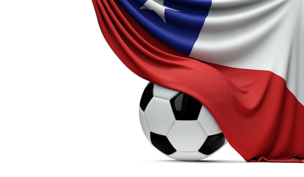 Flaga Chile nałożona na piłkę do piłki nożnej Renderowanie 3D