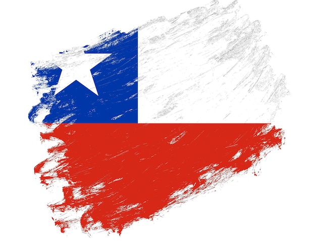 Flaga Chile namalowana na białym tle grunge pociągnięcia pędzlem