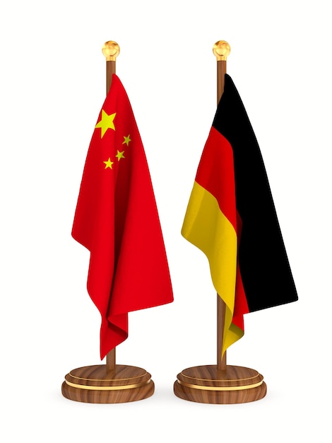 Flaga Chin i Niemiec na białym tle Izolowana ilustracja 3D