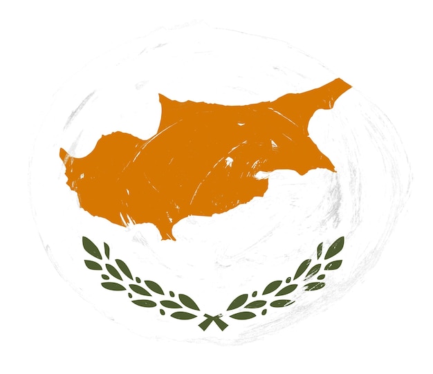 Zdjęcie flaga cypru namalowana na białym tle pędzla w trudnej sytuacji