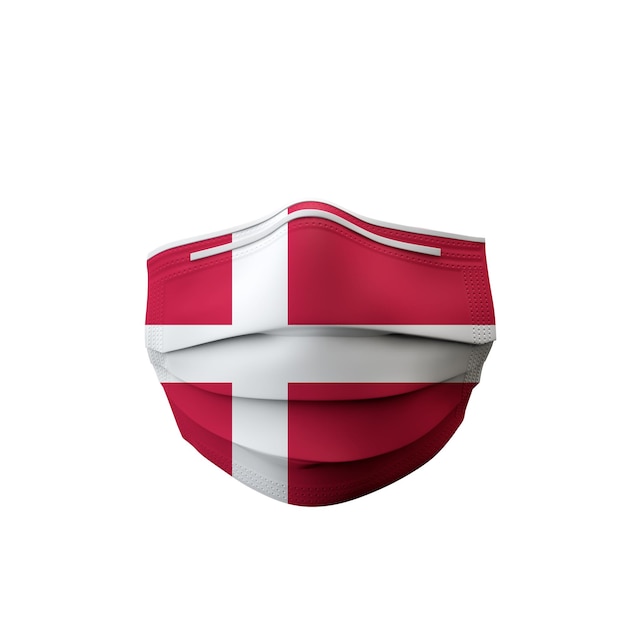 Flaga Danii ochronna maska medyczna d rendering