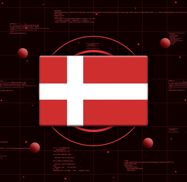Flaga Danii Z Realistycznymi Elementami Technologii, Renderowania 3d