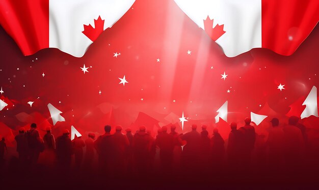 Flaga Dnia Pracy w Kanadzie i zdjęcie grupy pracowników stworzone przy użyciu narzędzi sztucznej inteligencji